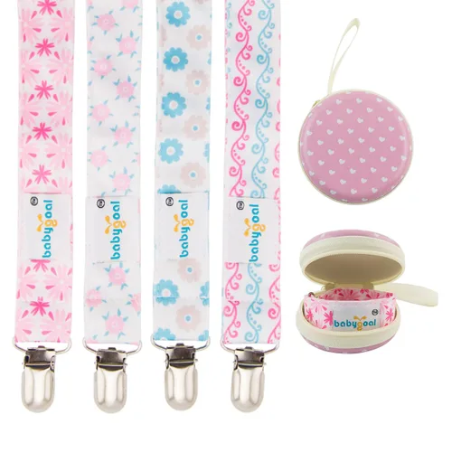 Miniatura 28 de Babygoal 6PBM05-HZ Juego de 6 prendedores para chupón para niños y niñas, se adaptan a la mayoría de los estilos de chupones y juguetes de dentición