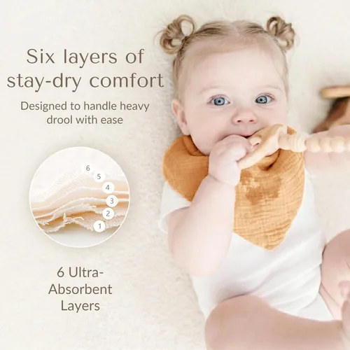 Miniatura 5 de Konssy Baberos de muselina para bebé, paquete de 10 baberos bandana para bebé, 100% algodón, unisex para niños y niñas Rosa