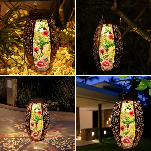 Miniatura 4 de Lámpara Solar de Colibrí Larekook para Exteriores Impermeable, Lámpara Colgante Grande de Metal de 13" Decorativa, Luces Solares de Colibrí