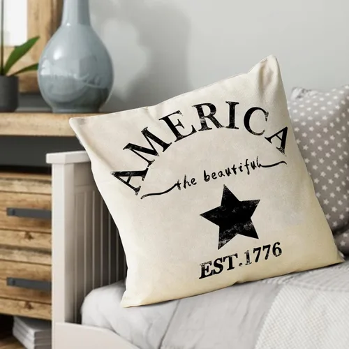 Miniatura 4 de Funda de almohada decorativa de 4 de julio de 1776 con diseño patriótico de América Est. 1776, decoración rústica del hogar, funda de cojín