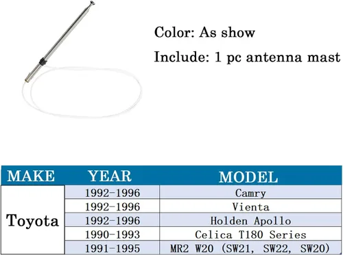 Miniatura 6 de Anina Mástil de antena de alimentación para automóvil compatible con Toyota Camry-Celica-MR2-Vienta-Holden Apollo 1990-1996 para recepción de radio