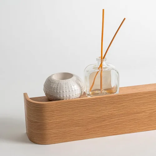 Miniatura 5 de Kazai. Perchero de pared 'Toke' - Perchero de diseño moderno con ganchos de pared ocultos - Perchero de panel de chapa de madera maciza - Roble