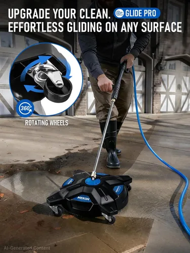 Miniatura 2 de MEKOH Limpiador de superficies de lavadora a presión de 16.5 pulgadas, accesorio de lavadora a presión grande y ligero 3600 PSI, 4 ruedas