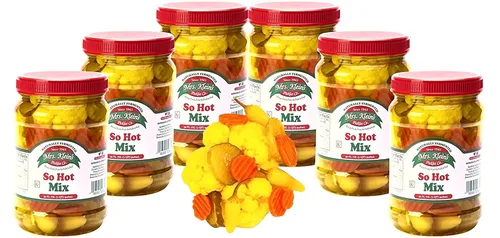 Miniatura 10 de 32 Oz. Verduras Frescas en Escabeche, 2 Frascos, Mezcla Muy Picante de Trozos de Coliflor, Zanahorias, Pepinillos Picantes y Pimientos Chilito