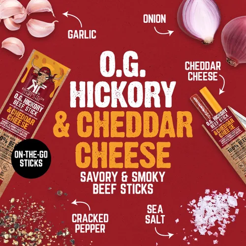 Miniatura 3 de Righteous Felon O.G. Palitos de carne de nogal y queso cheddar, 0.45 onzas de proteína, aperitivo de carne y queso estable en el mercado, 100% carne