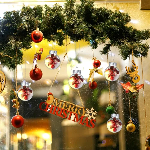 Miniatura 5 de Soaoo Juego de 100 bolas de adorno de Navidad de 1.96 pulgadas, bolas rellenables de plástico transparente, para árbol de Navidad, decoración