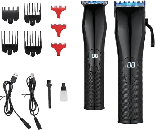 AIJALY Cortapelos para hombres, cortapelos inalámbricos para cortar cabello, kit de cortapelos y recortadora para hombre, color negro