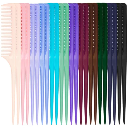 Juego de 24 peines de cola de rata para mujer, peine de peinado de dientes finos con púa, peine antiestático resistente al calor, herramientas