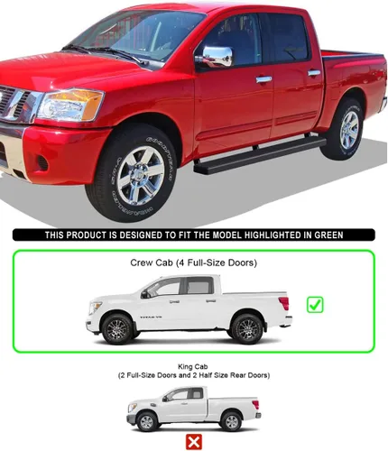 Miniatura 6 de HD Ridez Estribo de acero inoxidable de 5 pulgadas, color negro, compatible con Nissan Titan 2004-2024 Crew Cab (excluye los modelos 2016) y Titan