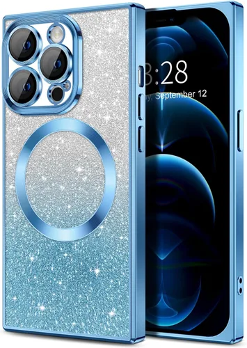 Miniatura 17 de Hython Funda para iPhone 13 Pro transparente con purpurina magnética [compatible con MagSafe] Protector completo de lente de cámara delgado