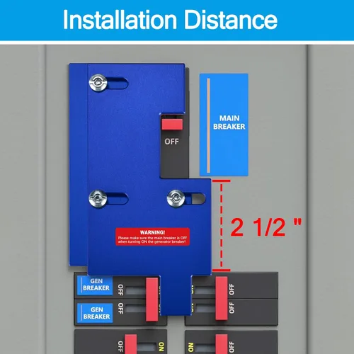 Miniatura 2 de Kit de enclavamiento para generadores GE General Electric Paneles con un solo tiro vertical principal, espacio de instalación de 2 1/2 pulgadas, azul