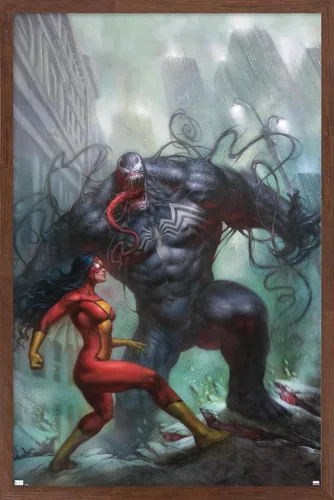 Miniatura 17 de Trends International Marvel Comics-Spider-Woman-Venom #161 - Póster de pared, 14.725 x 22.375 pulgadas, versión enmarcada de madera de granero
