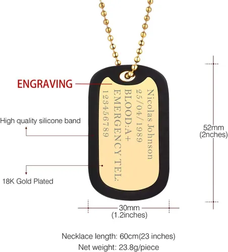 Miniatura 4 de U7 Collar con foto personalizada para hombres y mujeres, joyería de regalo personalizada de acero inoxidablechapado en oro, colgante de placa