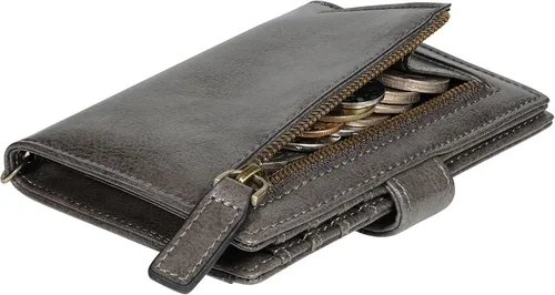 Miniatura 5 de Travelambo Rfid Wallet Mujeres Cuero Bifold Compacto Pequeña Cartera para Mujeres, Gris (Deep Grey), Moda