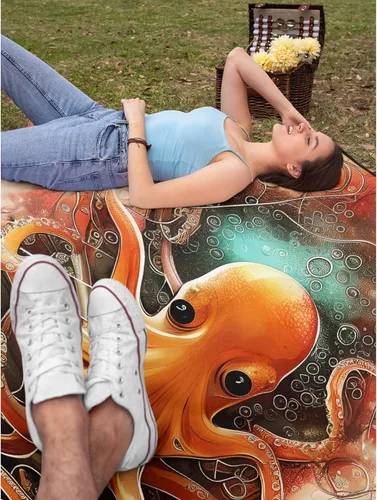 Miniatura 7 de Hermosa manta decorativa de pulpo que te brinda comodidad, cálida y suave como regalo para los amantes de las mantas, manta ligera para sala