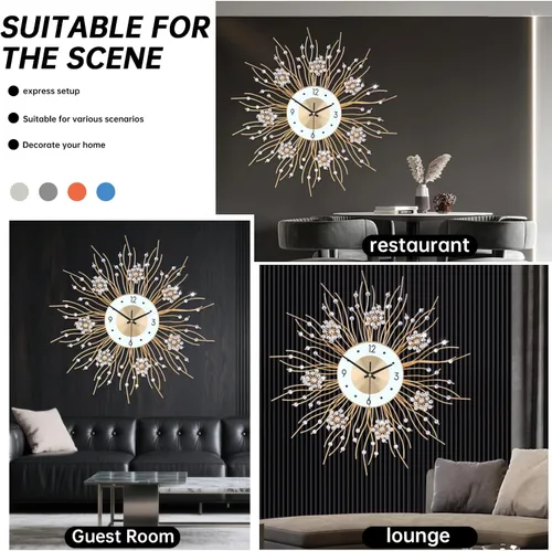 Miniatura 4 de SIN&MI Relojes de Pared Grandes, Reloj de Pared Decorativo Elegante Silencioso con Forma de Girasol, Reloj Moderno Redondo sin Tictac con Esfera