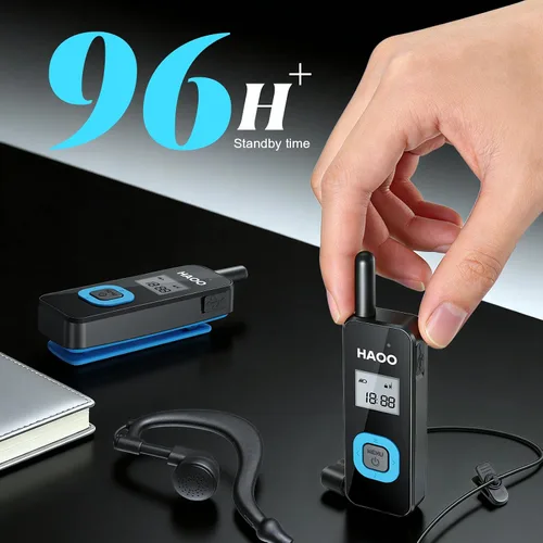Miniatura 2 de HAOO Mini walkie talkies con auriculares, radio portátil de dos vías, transceptor FM, walkie talkie de largo alcance para esquí, senderismo, 3 PZAS