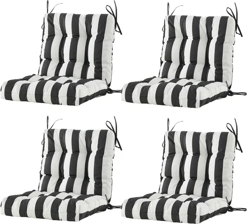 Miniatura 29 de BLISSWALK Cojines para sillas de exterior, 40 x 20 x 4 pulgadas, cojín de mimbre grueso con respaldo bajo y lazos para muebles de patio, floral