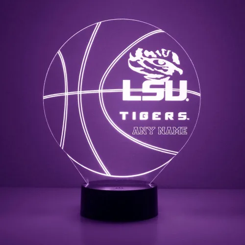 Miniatura 31 de Lámpara de luz nocturna personalizada de la Universidad de Missouri (Mizzou) Tigers con bola de baloncesto y logotipo, letrero LED con control