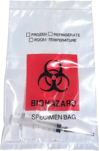 Miniatura 2 de Bolsas de riesgo biológico, 1000 unidades, 6 x 9 pulgadas/5.9 x 9.8 in, impresión de logotipo rojo de riesgo biológico, bolsas con cierre