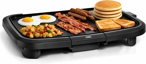 COOK WITH COLOR Plancha eléctrica de 1200 W, superficie antiadherente para panqueques, hamburguesas, huevos y más, control de temperatura extraíble,