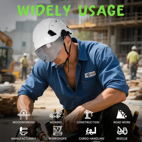 Miniatura 9 de AOLAMEGS Casco de seguridad de construcción – Casco de seguridad aprobado por ANSI Z89.1 con visera y 50 calcomanías para casco duro deslizante Un