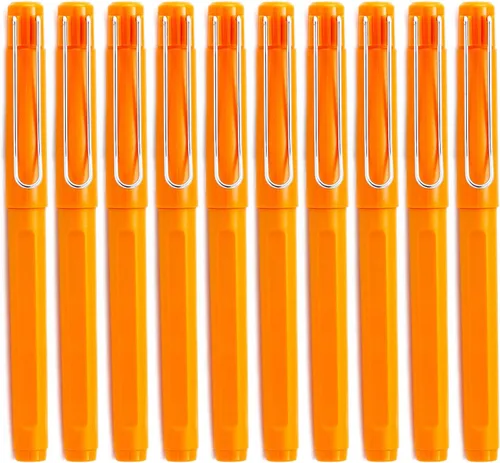 Bolígrafos naranjas, escritura suave de 0.5 punta extra fina, bolígrafo de tinta de gel negro para suministros de oficina y escuela, paquete de 10