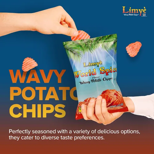 Miniatura 3 de Limyé Papas fritas, sabor a especias mundiales, certificado Kosher, sin alérgenos, sin OMG, sin gluten, papas fritas veganas, 3 onzas (4P)