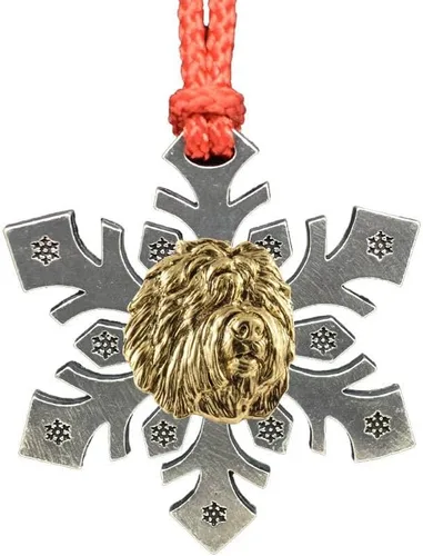 Miniatura 40 de Adorno navideño para colgar en la cabeza de collie con borde de peltre antiguo hecho a mano para decorar coronas y árboles de Navidad del hogar