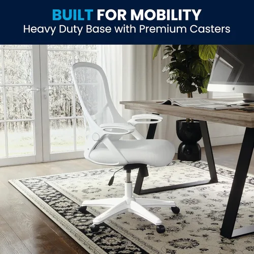 Miniatura 6 de Flash Furniture Porter - Silla de oficina giratoria de respaldo alto con soporte lumbar ajustable y altura, silla de escritorio ergonómica de malla