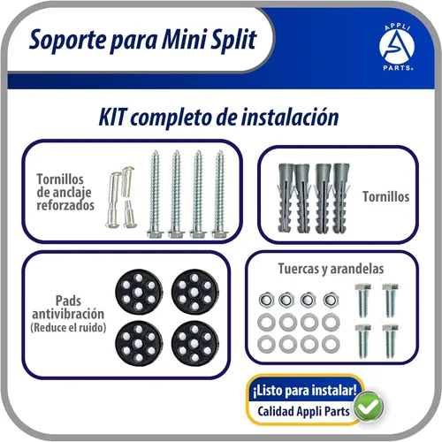 Miniatura 3 de Appli Parts Soporte para montaje en pared de Unidad Condensadora Externa de Mini Split hasta 150kg modelo APAB-2160 incluye kit de fijación, pernos