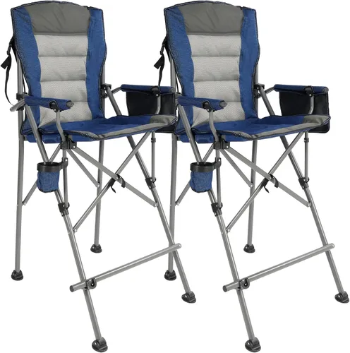 Miniatura 12 de REDCAMP Silla de campamento alta de gran tamaño para adultos, silla de directores plegable portátil de 330 libras, taburete plegable de altura