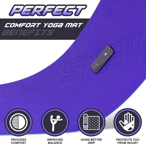 Miniatura 4 de JELS - Tapete de yoga extra grueso, 2/5 pulgadas, diseño ergonómico 3D antideslizante, material TPE certificado SGS, tapete de yoga para hombres