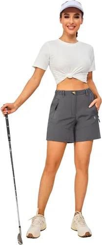 Miniatura 5 de Little Donkey Andy Pantalones cortos elásticos ligeros de secado rápido para mujer, para exteriores, senderismo, golf