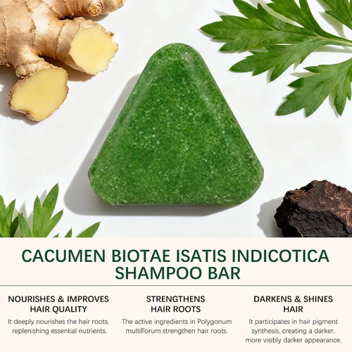 Miniatura 3 de Soelegant Nature Triangle Barra de champú, barra de champú verde, fórmula Polygonum Multiflorum, fórmula de limpieza profunda y nutritiva, fortalece