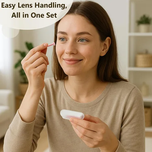Miniatura 5 de Juego de herramientas de aplicador y removedor de lentes de contacto colorido portátil - Kit de pinzas de punta suave con estuche para lentes duras