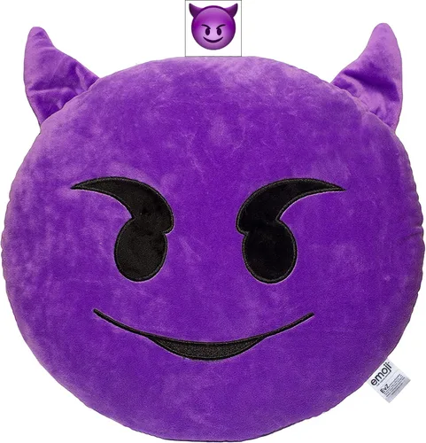 Miniatura 35 de Emoji Cara de Alienígena Cojín de Emoticón Relleno de Felpa Suave Almohada, Certificado Oficial, EvZ 31cm Gris