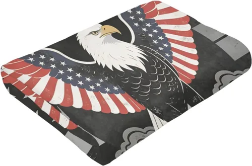 Miniatura 6 de 250 Anniversary USA Flag Flannel Fleece Throw Blankets, Patriotic Eagle Super Warm Soft Sofa Blanket All Season (40"x30")