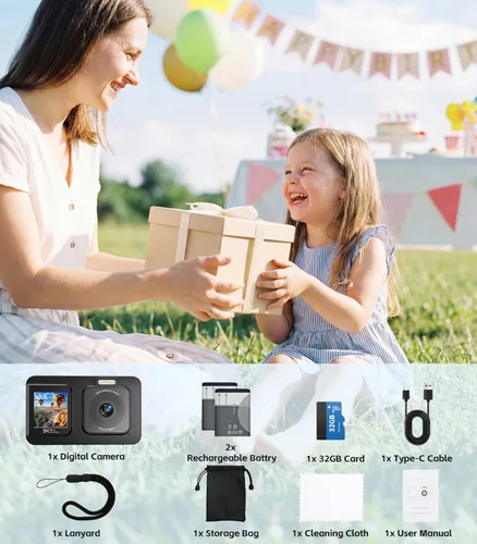 Miniatura 8 de Cámara digital 5K 80MP para fotografía, cámara de vlogging de apuntar y disparar con pantalla dual, zoom 18X y enfoque automático, cámara compacta