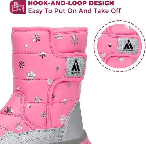 Miniatura 4 de Mishansha - Botas de nieve para niñas, niños niños pequeños niños grandes invierno, cálidas, impermeables, antideslizantes, anti colisión, corte