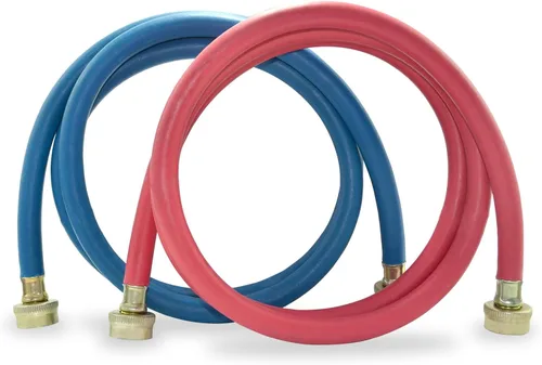 Mangueras para lavadora de goma, línea de suministro de agua codificada por colores calientes y fríos por TT FLEX, 3/4 pulgadas FHT por 3/4 pulgadas
