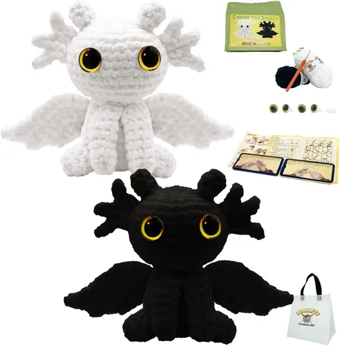 Miniatura 10 de LuNuaFvy Kit de ganchillo para principiantes, adultos/adolescentes/niños mayores de 9 años - Juego de dragón Amigurumi Animal con video de 4 horas