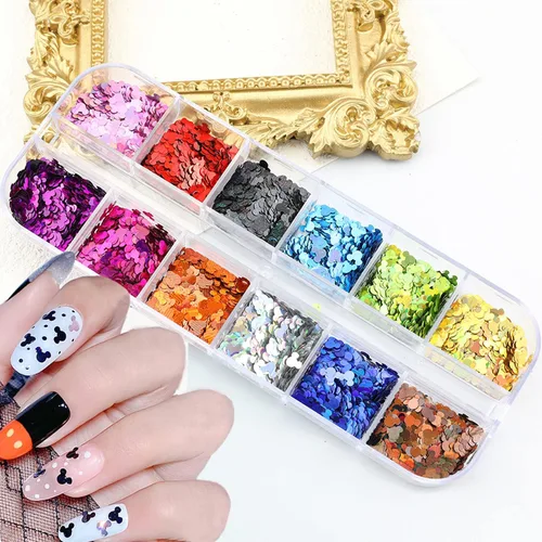 Miniatura 16 de Lentejuelas de uñas de mariposa 3D de 12 colores, mariposas luminosas, diseño de arte de uñas, mariposas holográficas con forma de copos