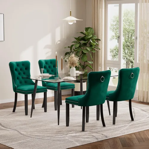 Miniatura 141 de Baysitone Juego de mesa de comedor de vidrio de 51 pulgadas para 4, juego de 5 piezas moderno de comedor, mesa de cocina rectangular de vidrio con 4