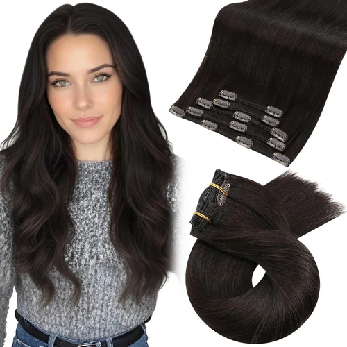 Miniatura 33 de Moresoo Extensiones de cabello humano Remy con clip, color rubio platino, extensiones de cabello humano real de doble trama, color rubio #60, 18
