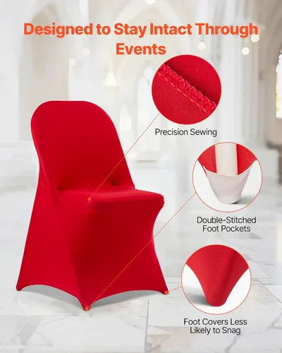 Miniatura 92 de VEVOR 150 fundas blancas para sillas de poliéster y elastano, fundas elásticas para bodas, fiestas, comedor, banquetes, sin pinzas, 150