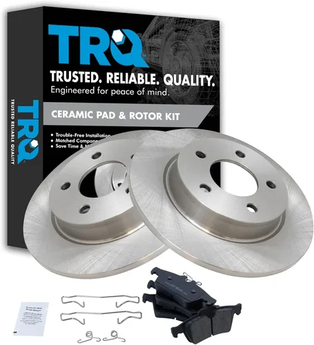 Miniatura 130 de TRQ Kit de rotor de freno trasero y pastillas de cerámica Posi premium compatible con camioneta Chevy GMC