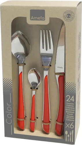 Miniatura 7 de Amefa ECLAT - Juego de cubiertos (24 unidades, 9.8 x 5.5 x 3.1 in), color rojo