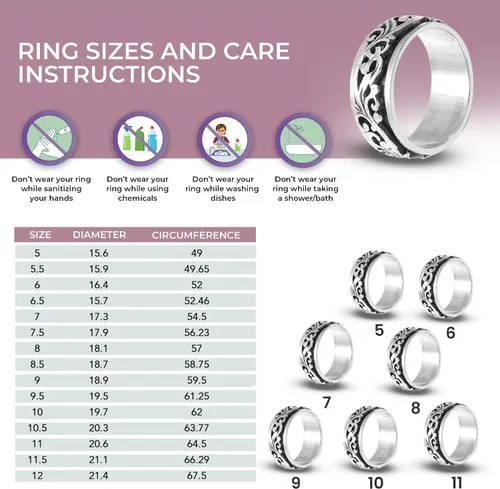 Miniatura 5 de Shop LC - Anillo giratorio de plata de ley 925, diseño de lunas y estrellas, anillo antiansiedad para mujeres y hombres, chapado en platino, regalo