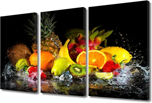 Miniatura 10 de Arte de pared con frutas y verduras, surtido de frutas y verduras frescas, lienzo, pósteres de pintura de frutas y verduras, decoración de pared, 3